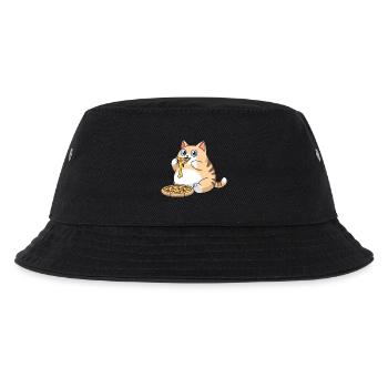 Chat potelé mignon mangeant de la pizza - Bob Enfant - noir - Devant