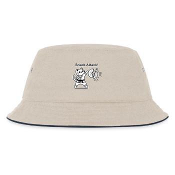 Karate-Katze, die einen Keks schlägt - Snack Attack Design - Kinder Bucket Hat - Natur/Navy - Vorne
