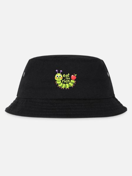 Eat The Rich Hungry Cute Caterpillar Worm - Kinder Bucket Hat - Schwarz