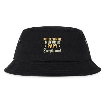 Personalisiertes Geschenk für den zukünftigen Opa Survival Kit - Kinder Bucket Hat - Schwarz - Vorne