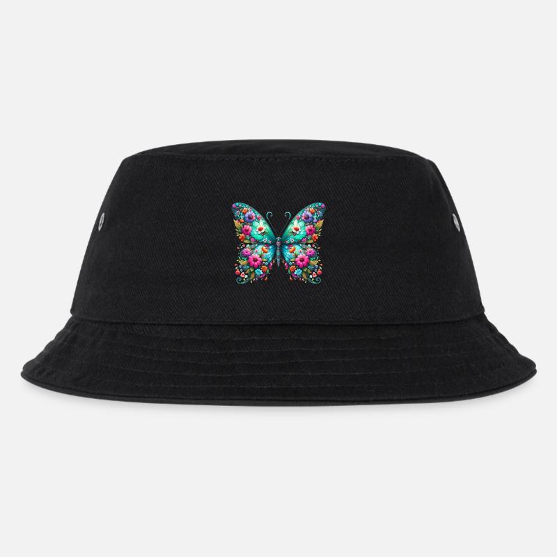 Schmetterling - Kinder Bucket Hat - Schwarz