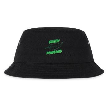 Grüner Text mit Blattsymbol - Kinder Bucket Hat - Schwarz - Vorne