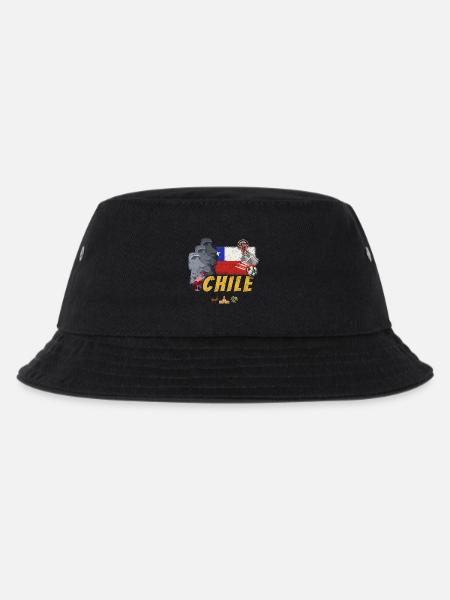 Chile Vintage Osterinsel Statuen mit Fahne Alpaka - Kinder Bucket Hat - Schwarz