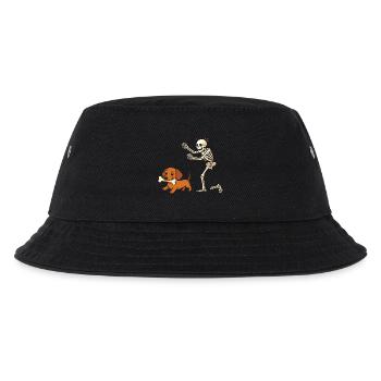 Humor Skeleton Chases Dachshund Dog - Kids’ Bucket Hat - black - Front