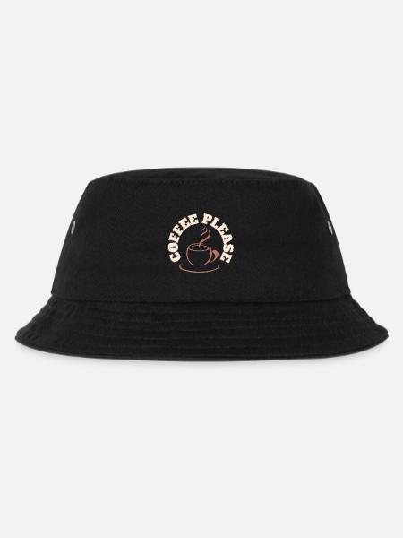 Coffee Please Round Logo - Kids’ Bucket Hat - black