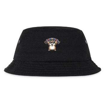 Hamster mit Sonnenbrille Schal - Kinder Bucket Hat - Schwarz - Vorne