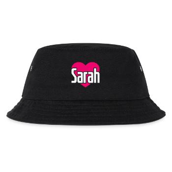 I Love Sarah Pinkes Herz Ich liebe Sarah - Kinder Bucket Hat - Schwarz - Vorne