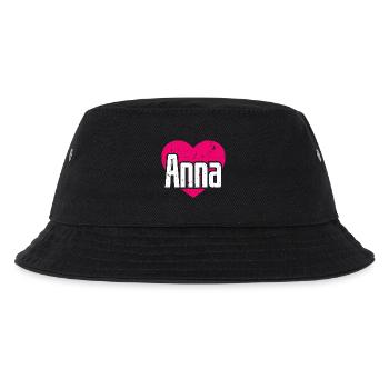 I Love Anna Pinkes Herz Ich liebe Anna - Kinder Bucket Hat - Schwarz - Vorne