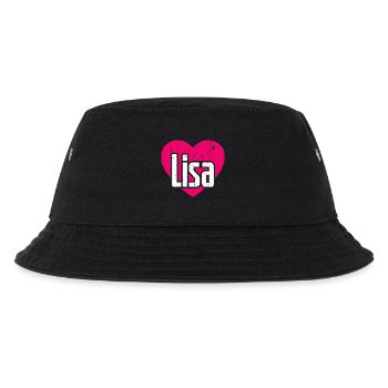 I Love Lisa Pinkes Herz Ich liebe Lisa - Kinder Bucket Hat - Schwarz - Vorne