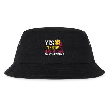 Ja, ich warf wie ein Mädchen, will eine Lektion - Kinder Bucket Hat - Schwarz - Vorne