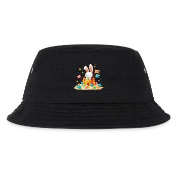 Häschen am Strand Sandkasten - Kinder Bucket Hat - Schwarz - Vorne
