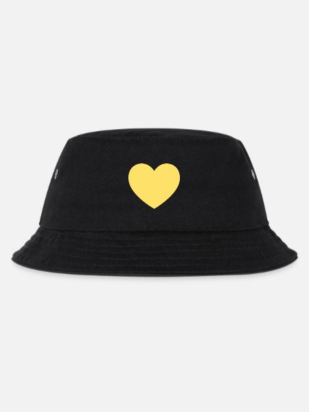 gelbes Herz gelb Geschenk Valentinstag - Kinder Bucket Hat - Schwarz