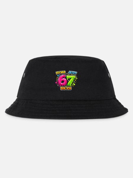 67 Six Seven Meme Gen Alpha Geschenk - Kinder Bucket Hat - Schwarz