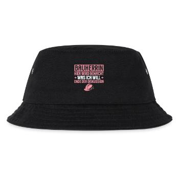 Builder Funny Gift House Building Construction Site - Kids’ Bucket Hat - black - Front