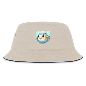 Puffer Fish Kawaii Underwater Delight - Kids’ Bucket Hat - ecru/navy - Front
