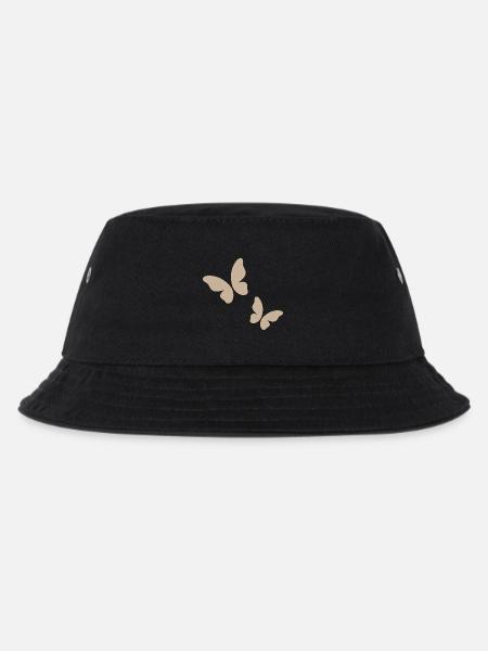 Beige Butterfly Pattern - Kids’ Bucket Hat - black