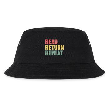Read Return Repeat - Pastell Typo - Kinder Bucket Hat - Schwarz - Vorne