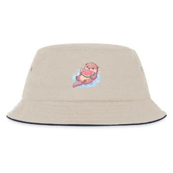 Kawaii Otter Eating Watermelon - Kids’ Bucket Hat - ecru/navy - Front
