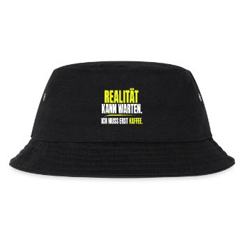 Realität kann warten, ich muss erst Kaffee - Kinder Bucket Hat - Schwarz - Vorne