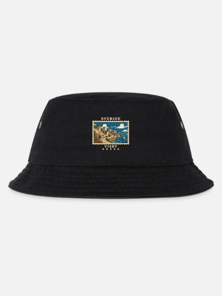Schweden Visby Vintage Reisemarke - Kinder Bucket Hat - Schwarz