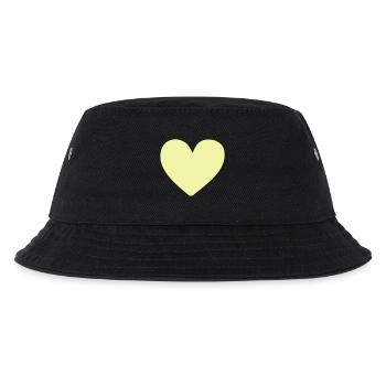 Pastellherz Gelb Kleidungsdruck - Kinder Bucket Hat - Schwarz - Vorne