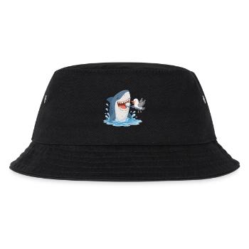 Shark brushing teeth with seagull - Kids’ Bucket Hat - black - Front