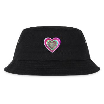 buntes Herz mit 3D-Effekt - Kinder Bucket Hat - Schwarz - Vorne