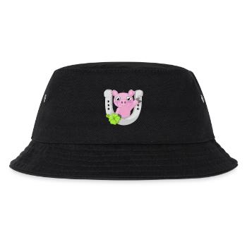 Lucky cartoon piggy - Kids’ Bucket Hat - black - Front