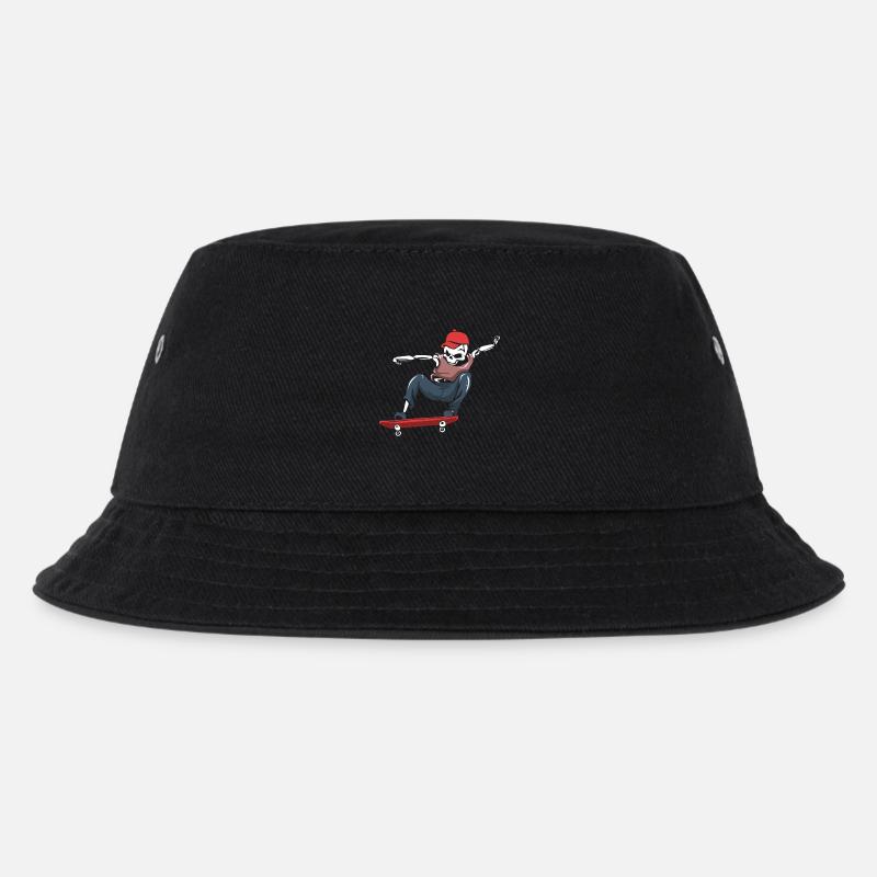 Skater skateboard skeleton skating gift - Kids’ Bucket Hat - black