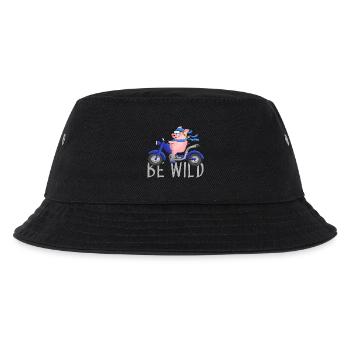 Witziges Schwein auf Chopper Comic - Kinder Bucket Hat - Schwarz - Vorne