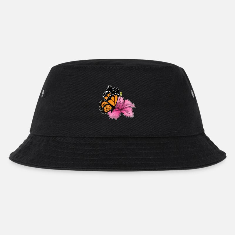 Schmetterling Hibiskus Blumen - Kinder Bucket Hat - Schwarz