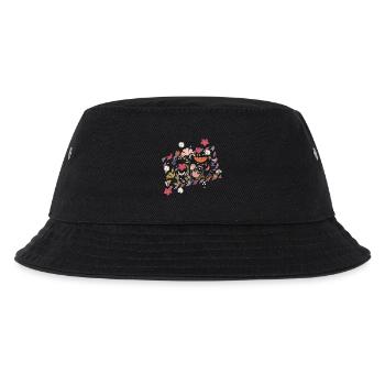 florale Airmail Rahmen mit wunderschönen Blüten - Kinder Bucket Hat - Schwarz - Vorne