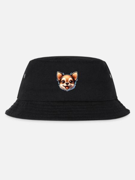 Chihuahua Hund Kopf Comic Cartoon - Kinder Bucket Hat - Schwarz