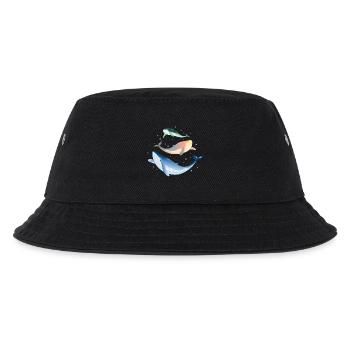 drei leuchtend bunt schimmernde Walfische im Ozean - Kinder Bucket Hat - Schwarz - Vorne