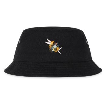 zwei fliegende Bienen von Hand gezeichnet - Kinder Bucket Hat - Schwarz - Vorne