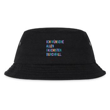Ich wünsche allen Faschisten Durchfall Motiv - Kinder Bucket Hat - Schwarz - Vorne