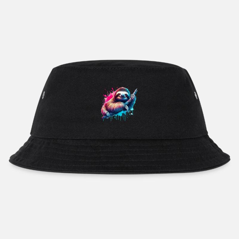 Faultier - Kinder Bucket Hat - Schwarz