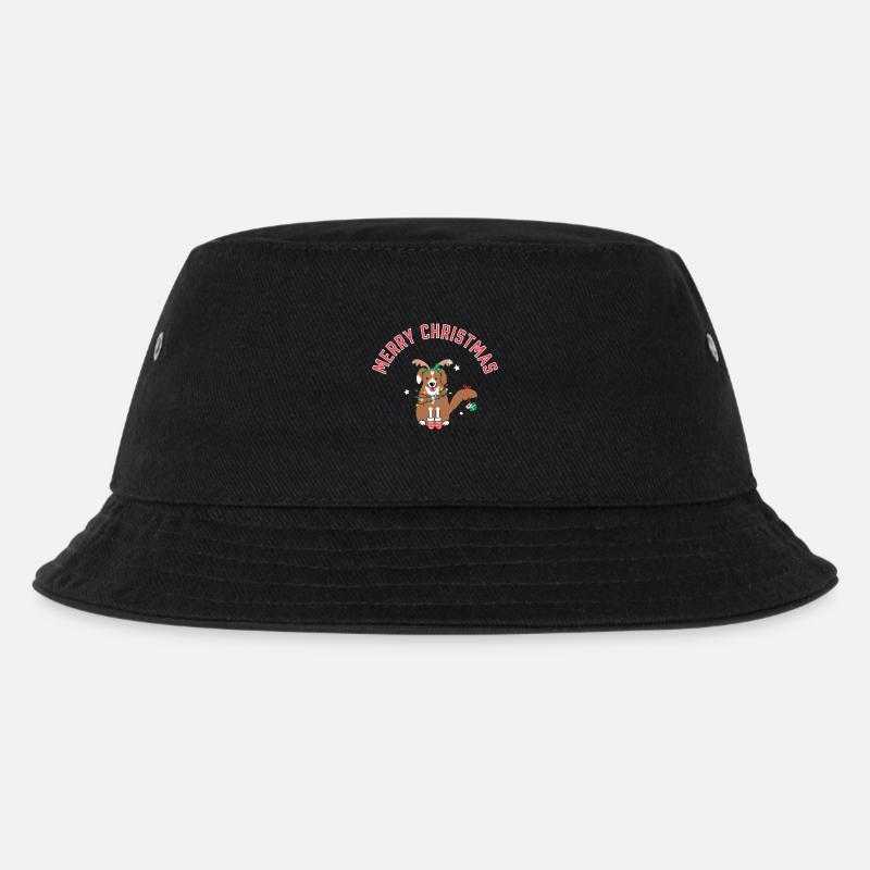Hund mit Lichterkette Weihnachten - Kinder Bucket Hat - Schwarz