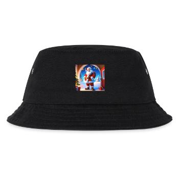 Cartoon Frohe Weihnachten Sankt Nikolaus Geschenk - Kinder Bucket Hat - Schwarz - Vorne