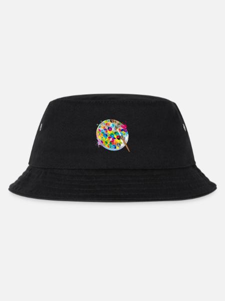 Kreative Künstlerpalette mit geometrischen Farben - Kinder Bucket Hat - Schwarz