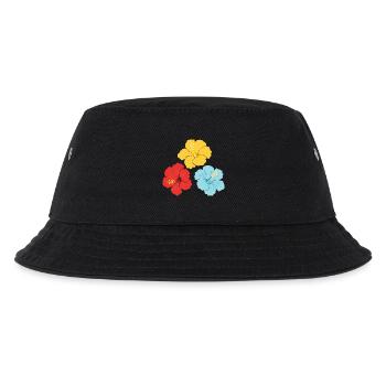 Hibiscus Trio – Bright colours with outlines - Kids’ Bucket Hat - black - Front