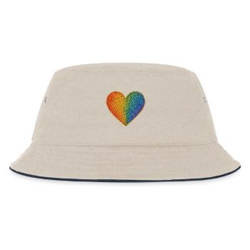 Funkelndes Regenbogenherz Design - Kinder Bucket Hat - Natur/Navy - Vorne