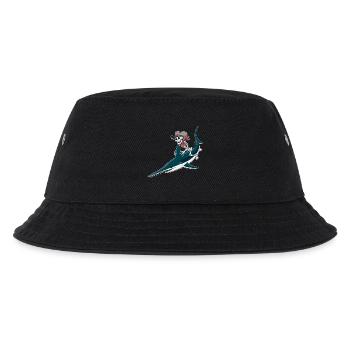 Knochencowboy auf Sägefisch-Abenteuer Sägerochen  - Kinder Bucket Hat - Schwarz - Vorne