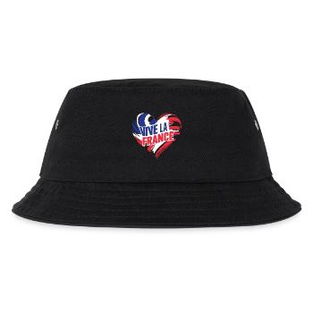 Dreifarbiges Herz Vive La France - Kinder Bucket Hat - Schwarz - Vorne