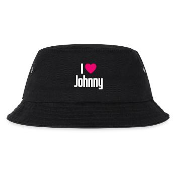 I Love Johnny Pinkes Herz Ich liebe Johnny - Kinder Bucket Hat - Schwarz - Vorne