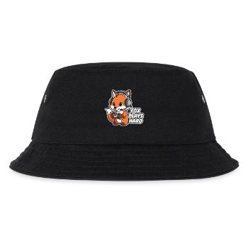 Fuchs mit Headset Spielheld - Kinder Bucket Hat - Schwarz - Vorne