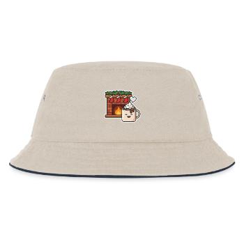 Chocomel warm am Feuer, fröhlich - Kinder Bucket Hat - Natur/Navy - Vorne