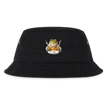Froschkoch mit Gabel und Messer - Kinder Bucket Hat - Schwarz - Vorne