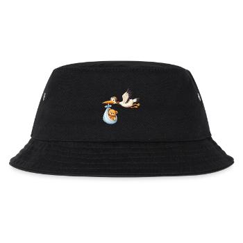 Storch Baby Lieferung Teddy im Tuch Geschenk Shirt - Kinder Bucket Hat - Schwarz - Vorne