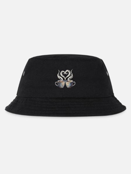 Coffee date Valentinstag bestickter Look (gedruckt) - Kinder Bucket Hat - Schwarz